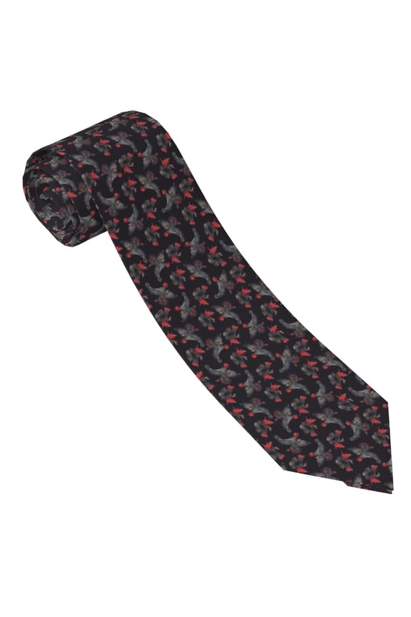 Black Roosters Print Tie For Men Necktie Woven Jacquard Neck Ties,Classic Men's Tie