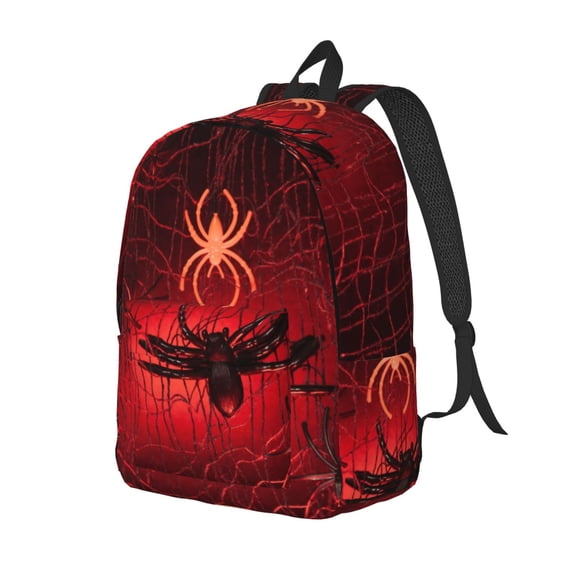 Xecao Black Spider Web With Spiders Canvas College Laptop Backpack, a durable rucksack designed for both men and women, ideal for travel, school, and daily use-Small