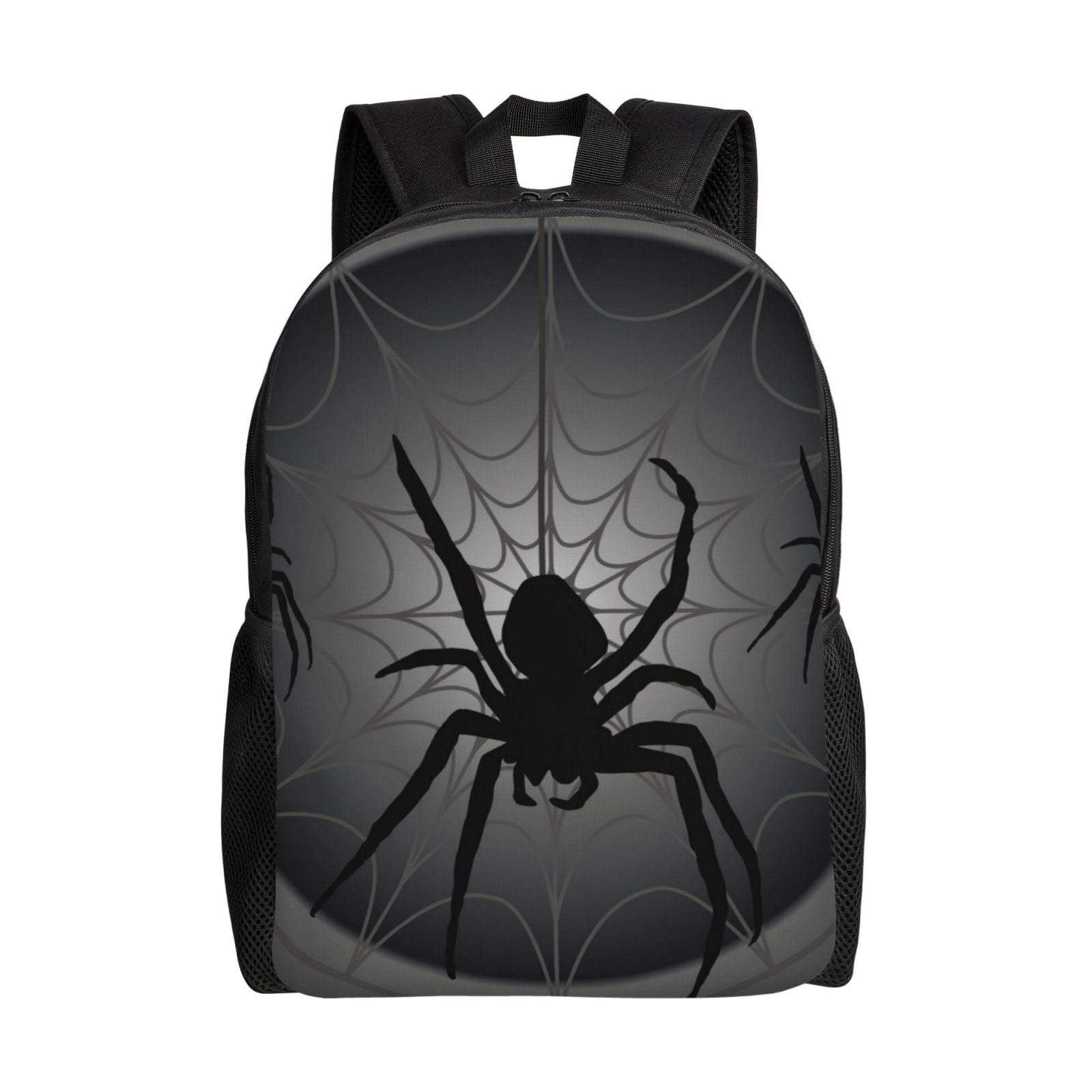 Xecao Black Spiders Print School Backpack with Laptop Compartment Small Travel Laptop Backpack for Women Men Waterproof College Backpack Simple School Bag