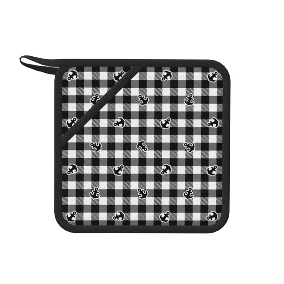 Xecao Black Tartan Plaid for Silicone Trivet Mats - Heat Resistant Pot Holders, Multipurpose Non-Slip Hot Pads