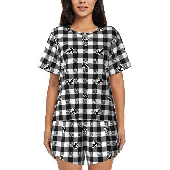 Xecao Black Tartan Plaid print Swimsuit for women, Summer-ready, sporty style.Quick-dry fabric. Many sizes & colors.