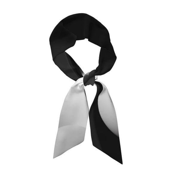 Xecao Black White Fluid Sculpture Pattern Large Satin Head Scarf - Satin Hair Scarves Silk Bandana Scarf Headscarf Silk Feeling Scarf for Women