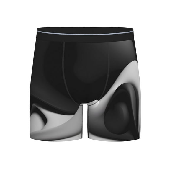 Xecao Black White Fluid Sculpture Print Boxer Briefs for Men's Stretch Moisture-Wicking Underwear, Mid-Rise Classics breathable fabric