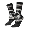 thumbnail image 1 of Xecao Black White Hat Skull Pattern Sport Socks for Women and Men Crew Socks Sporty Calf Socks Casual Socks, 1 of 6