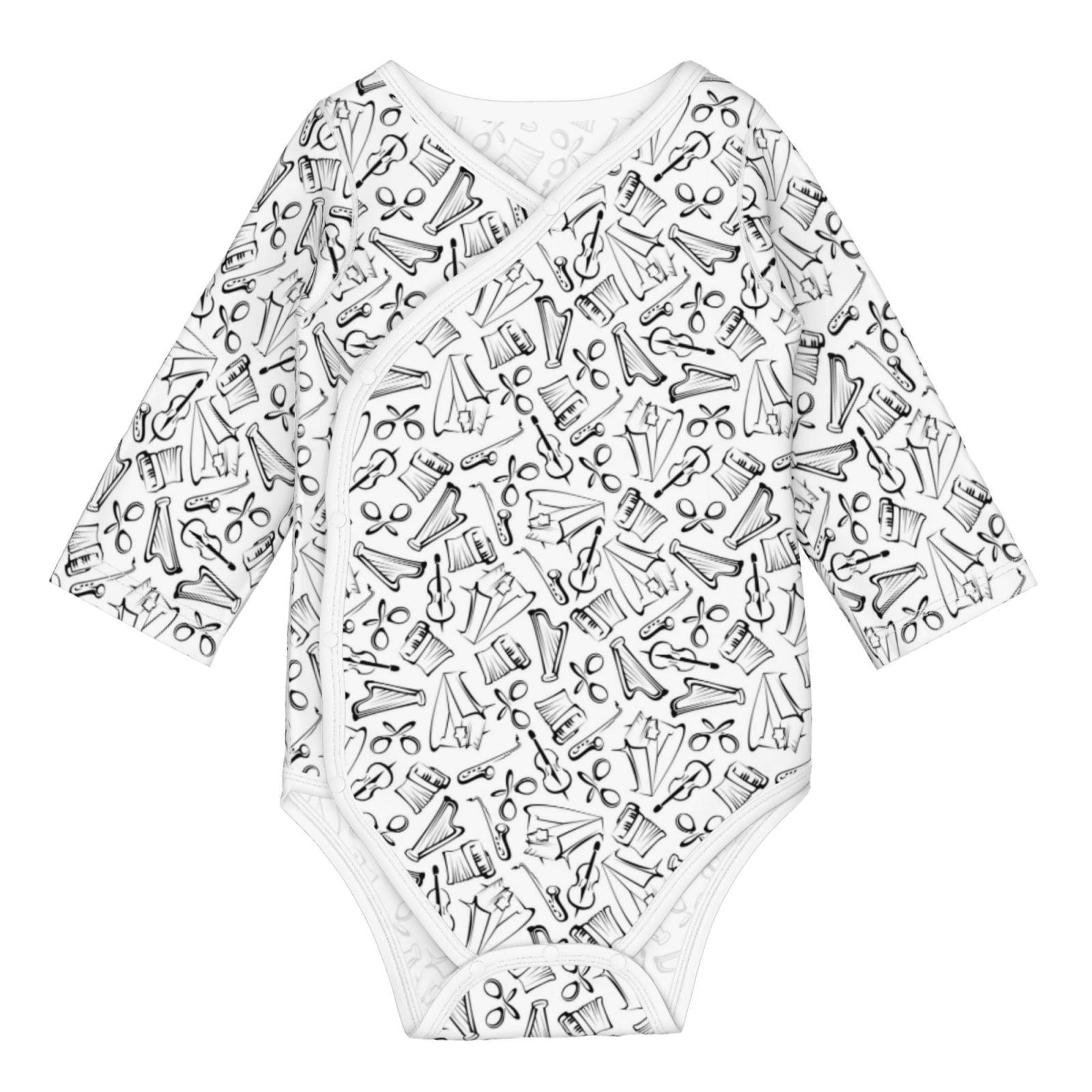 Xecao Black White Music Print Baby unisex-baby Cotton Long-sleeve Bodysuits-2 Years