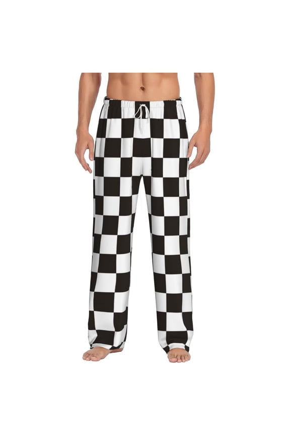 Black and White Checkerboard Men's Straight Lounge Pajama Pants: The Ultimate in Comfortable Sleepwear
