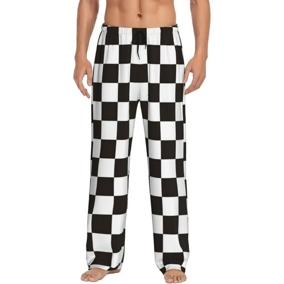 Xecao Black and White Checkerboard Men's Straight Lounge Pajama Pants: The Ultimate in Comfortable Sleepwear