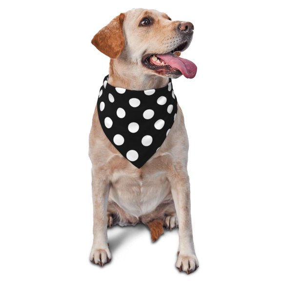 Xecao Black and White Polka Dot for Pet Bandana - A Stylish Triangle Accessory for Small to Large Dogs, Puppies, and Cats