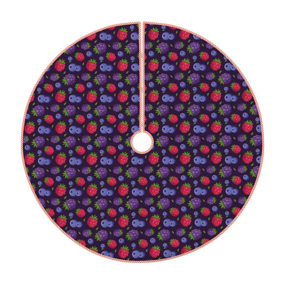 Xecao Blackberries Pattern Christmas Tree Skirt Round Xmas Tree Mat Base Cover for Holiday Home Decorations-30"