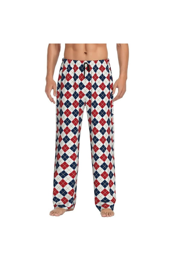 Blue And Red Diamond Men's Straight Lounge Pajama Pants - The Ultimate in Comfortable Sleepwear-Large