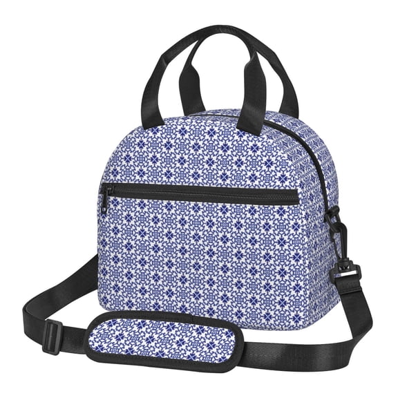 Xecao Porcelain Chinaware Print Insulated Lunch Box, Lunch Cags Lunch Bag Featuring An Adjustable Shoulder Strap