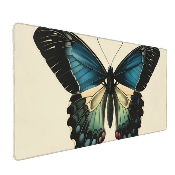 Xecao Blue Black Butterfly Art Print Large Mouse Pad, 16x35.5in Mousepad, Professional Non-Slip Rubber Base Big Mouse Pad, Mouse Pad for Gaming & Office Full Desk Mouse Pad