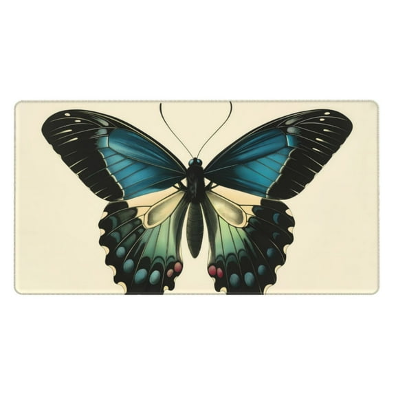 Xecao Blue Black Butterfly Art for Waterproof Mouse Pad - Extended Contour Mouse Mat, Large Gaming Mousepad Laptop Keyboard Mat with Non-Slip Rubber Base