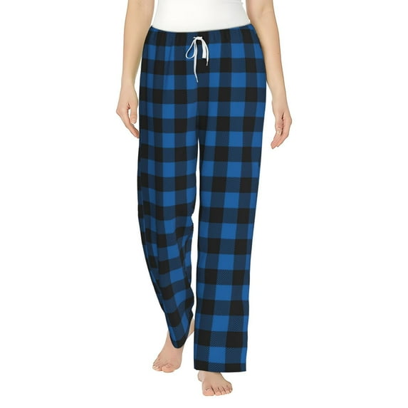Xecao Blue Black Plaid Women's Straight Lounge Pajama Pants: The Epitome of Relaxed Sleepwear