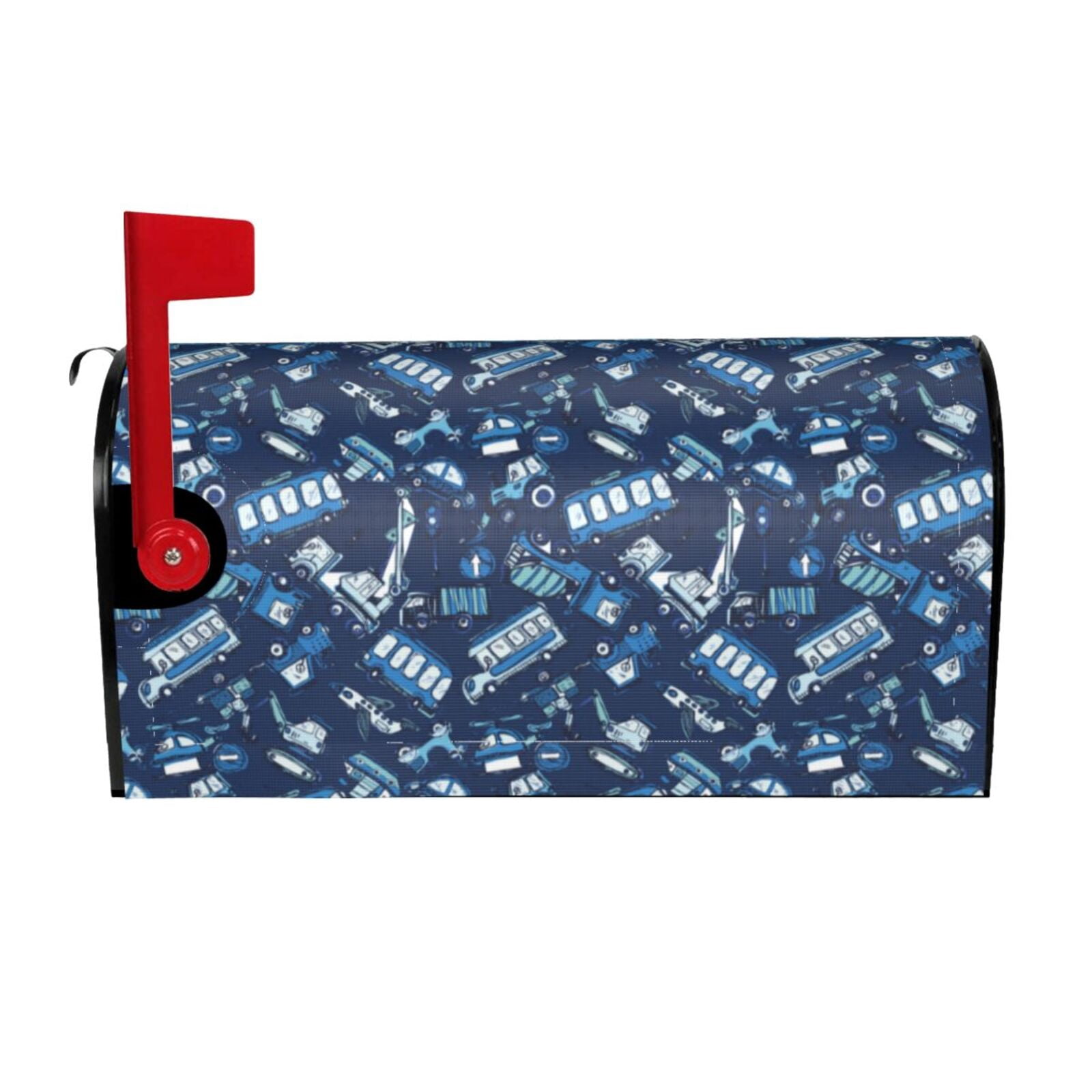 Xecao Blue Bus for Mailbox Cover with Magnetic Strips, Waterproof and Sunscreen, Adds a Decorative Touch to Your Garden Yard.