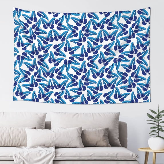 Xecao Blue Butterflies Print Tapestry, Wall Hanging Room Funny Decor, Backdrop Room Decor for Bedroom Living Room dormitory