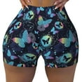 thumbnail image 1 of Xecao Blue Butterfly Print Workout Shorts for Women Soft Smooth Gym Yoga Scrunch Active Tennis Workout Running Shorts, 1 of 9
