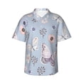 thumbnail image 1 of Xecao Blue Butterfly print Hawaiian shirt - a stylish short-sleeve button-down for men, perfect for casual beach and tropical outings., 1 of 9