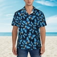 thumbnail image 1 of Xecao Blue Butterfly print Hawaiian shirt - a stylish short-sleeve button-down for men, perfect for casual beach and tropical outings., 1 of 9