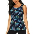 thumbnail image 1 of Xecao Blue Butterfly print women's scoop neck, loose-fit workout tank tops for the gym., 1 of 9