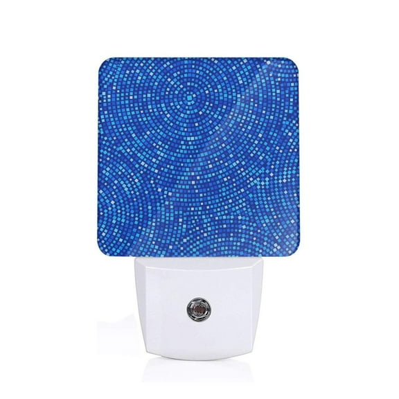 Xecao Blue Circles Mosaic for Night Light - a Wall-mounted LED Fixture with A Dusk-to-dawn Sensor, Ideal for Bedrooms, Bathrooms, Hallways, and Kitchens-US