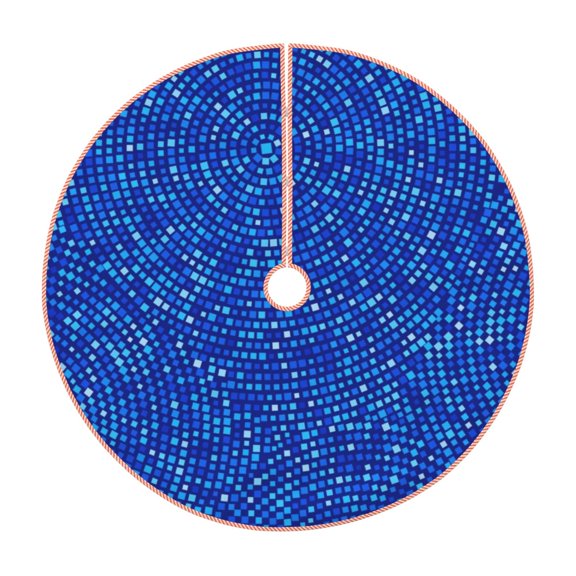 Xecao Blue Circles Mosaic Pattern Christmas Tree Skirt Holiday Part Decorations for Christmas Tree, Farmhouse Christmas Decor Xmas Holiday Home Party Decorations-30"
