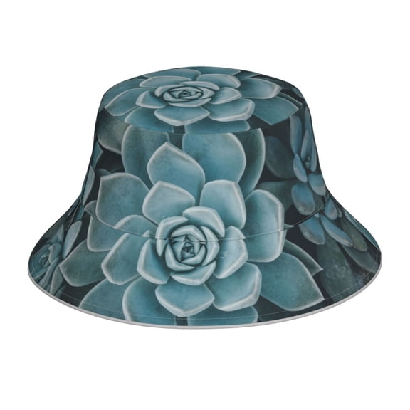 Xecao Blue Color Cactus Print Men and Women Night Reflective Hat Runner Cap Visor Bucket Hat Boonie Cap