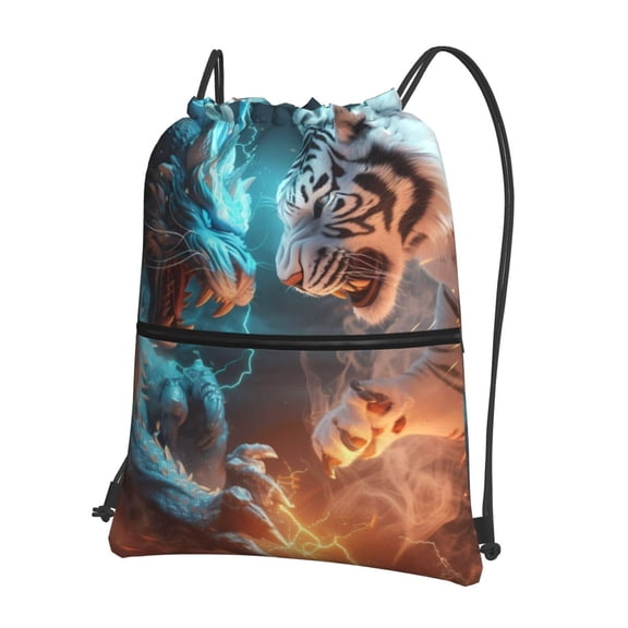 Xecao Blue Dragon And White Tiger for Drawstring Bags,Pull String Backpack Bags,String Bag Sackpack