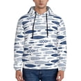 thumbnail image 1 of Xecao Blue Fish Pattern Men's Adult Pullover Hoodie,Hooded Sweatshirt-Large, 1 of 7