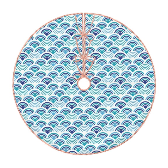 Xecao Blue Fish Scale Texture Pattern Christmas Tree Skirt Holiday Part Decorations for Christmas Tree, Farmhouse Christmas Decor Xmas Holiday Home Party Decorations-30"