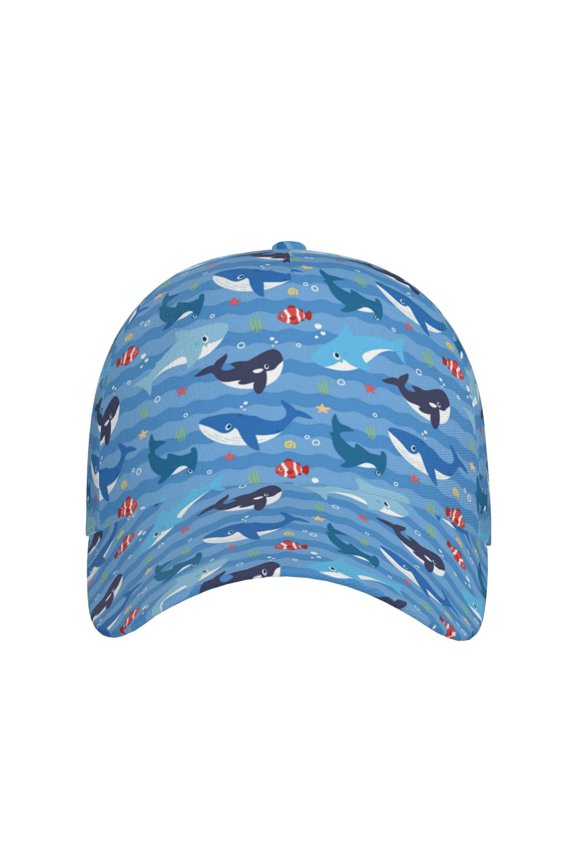 Blue Fish for Baseball Cap: Unisex, crafted from classic polyester twill fabric, featuring a soft unconstructed design