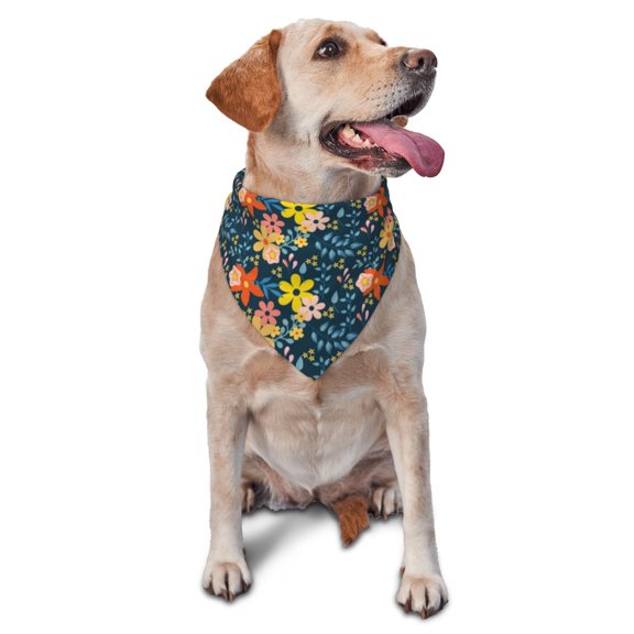 Xecao Blue Floral for Pet Bandana - A Stylish Triangle Accessory for Small to Large Dogs, Puppies, and Cats