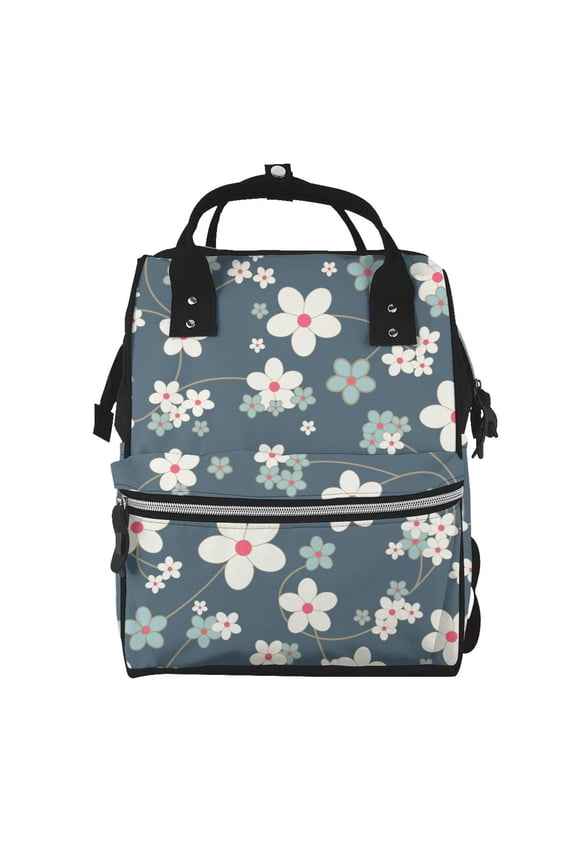 Blue Flower print Large Capacity Nappy Bag is a multi-functional waterproof travel backpack, perfect as a nursing bag or mummy backpack for women