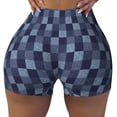 thumbnail image 1 of Xecao Blue Gingham Buffalo Check Print Workout Shorts for Women Soft Smooth Gym Yoga Scrunch Active Tennis Workout Running Shorts, 1 of 9