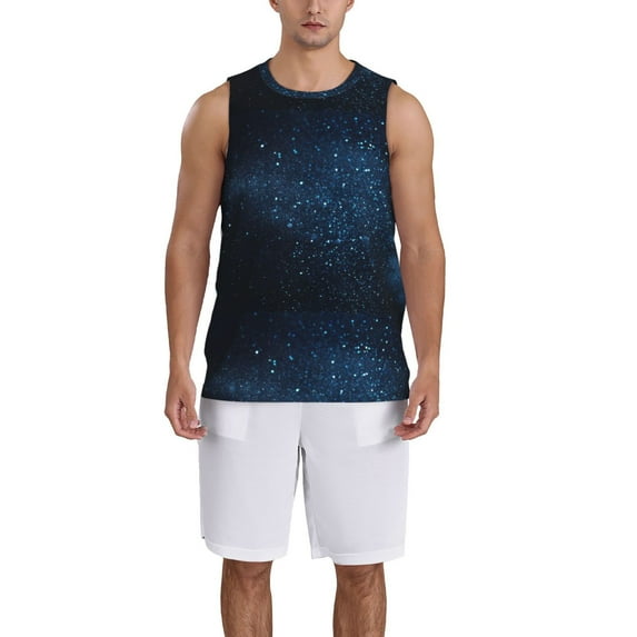 Xecao Blue Glitter Retro print basketball shirt for both men and women, a unisex basketball jersey perfect for theme parties-4X-Large