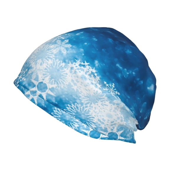 Xecao Blue Glitter Sparkles Print Knit Hat,Winter Beanie for Men Women, Beanie Soft Warm Ski Stocking Cuffed Cap