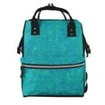 thumbnail image 1 of Xecao Blue Green Glitter print Large Capacity Nappy Bag is a multi-functional waterproof travel backpack, perfect as a nursing bag or mummy backpack for women, 1 of 6