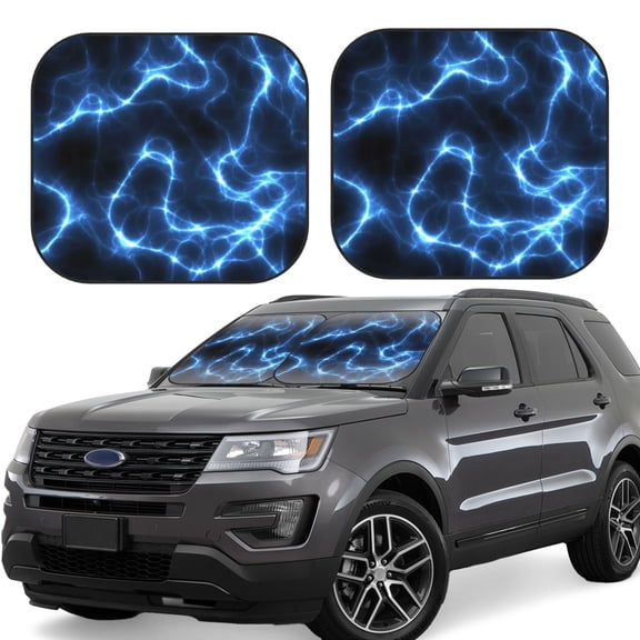 Xecao Blue Lightning for Foldable Car Sun Shades (2-Pack) offer sun protection with an easy-fold design for convenient windshield shading.