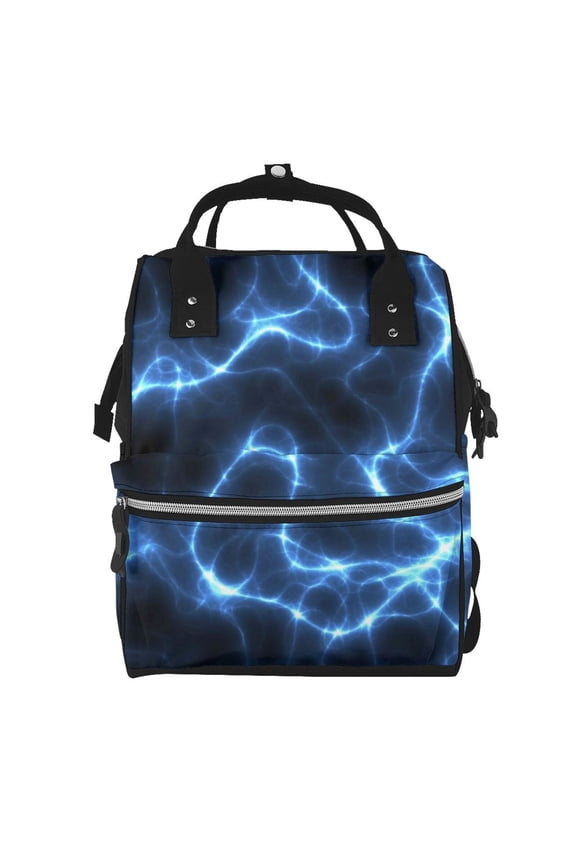 Blue Lightning print Large Capacity Nappy Bag is a multi-functional waterproof travel backpack, perfect as a nursing bag or mummy backpack for women