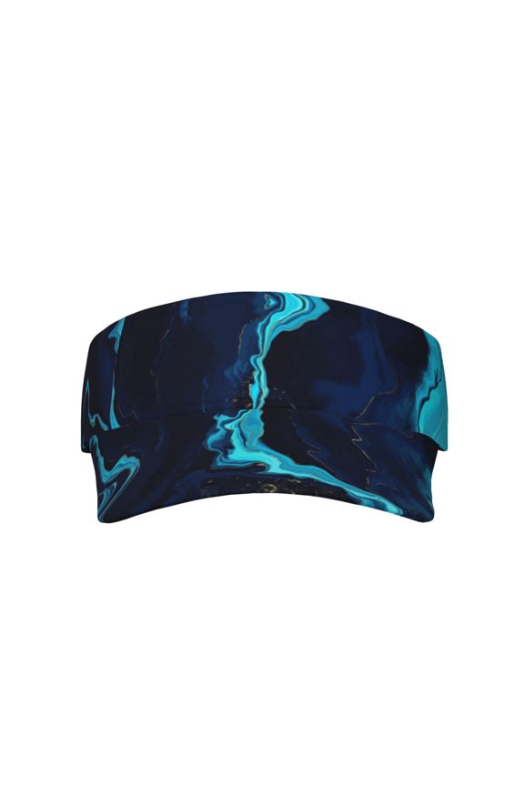 Blue Marble And Gold for Adult Sun Cap offers versatile sun protection with adjustable Velcro for a secure fit.