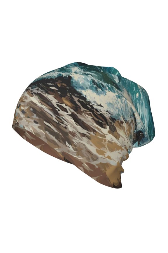 Blue Ocean Waves Print Beanie Hat Toddler Girls Boys, Baby Hats Winter Warm Knitted Thermal, Kids Winter Caps