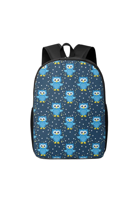 Blue Owl print Travel Backpack, Large Computer Backpack for Men Women, College School Rucksack Book Bag