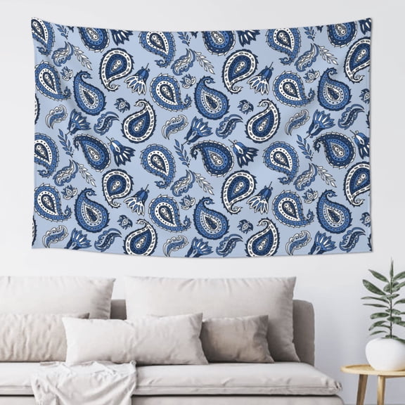 Xecao Blue Paisley Pattern Vintage Print Tapestry, Wall Hanging Room Funny Decor, Backdrop Room Decor for Bedroom Living Room dormitory