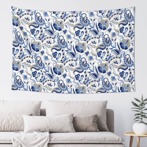 Xecao Blue Paisley Print Tapestry, Wall Hanging Room Funny Decor, Backdrop Room Decor for Bedroom Living Room dormitory