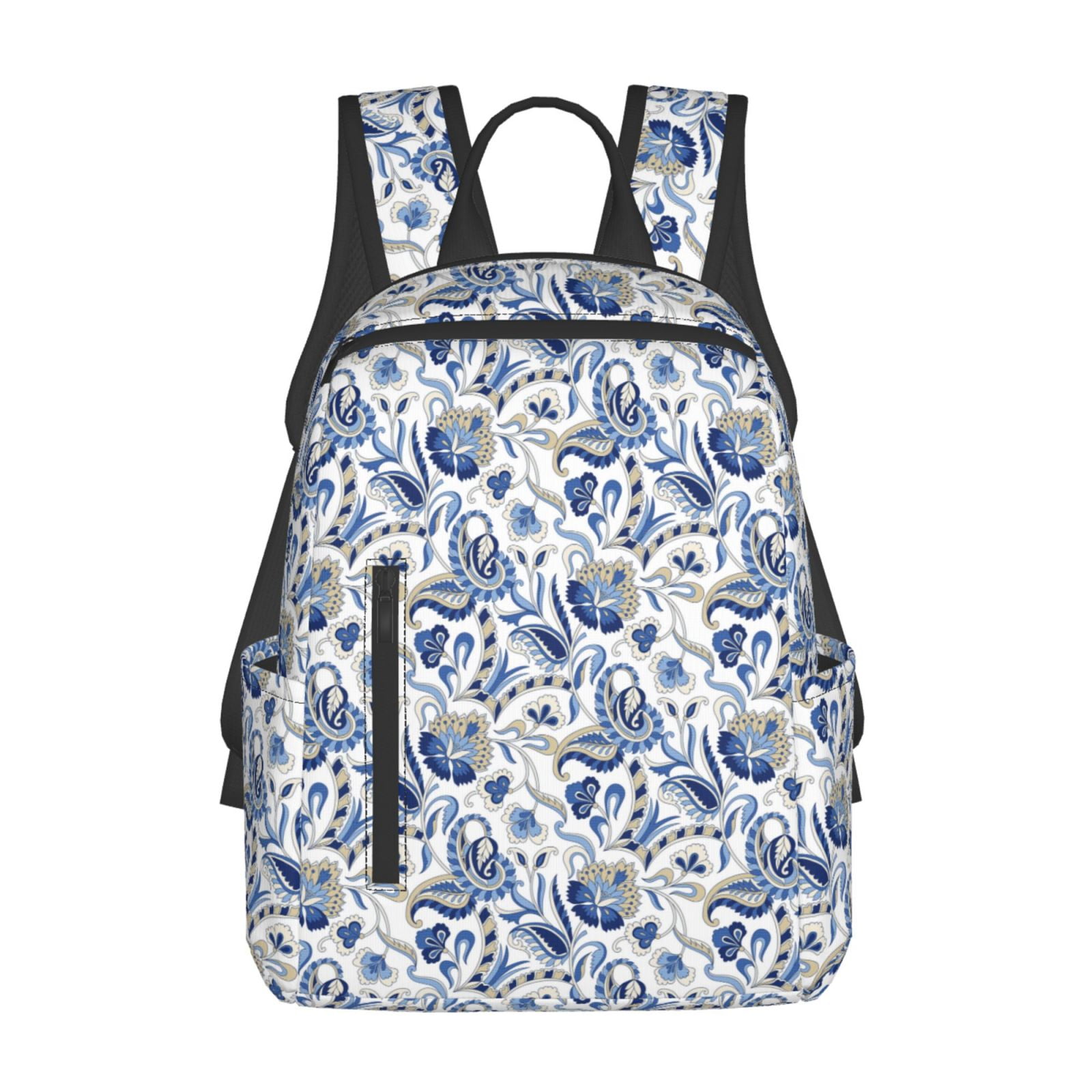 Xecao Blue Paisley print Backpack For women men Aesthetic Lightweight Travel Daypack Simple Cute Backpack For Bookbag Walmart