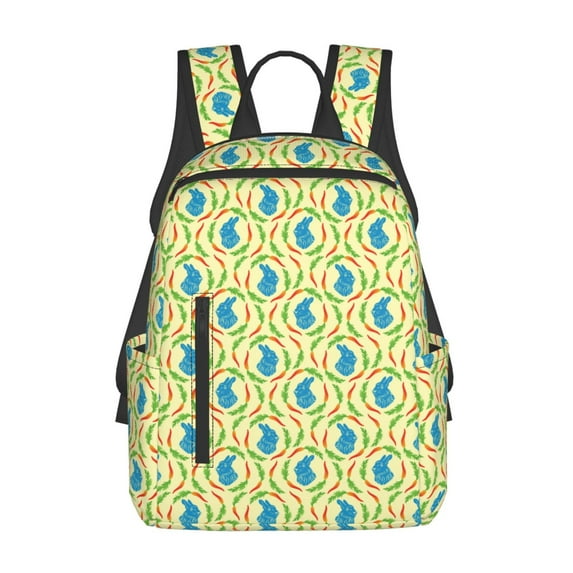 Xecao Blue Rabbit print Backpack For women men Aesthetic Lightweight Travel Daypack Simple Cute Backpack For Bookbag