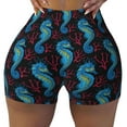 thumbnail image 1 of Xecao Blue Seahorse Print Workout Shorts for Women Soft Smooth Gym Yoga Scrunch Active Tennis Workout Running Shorts, 1 of 9
