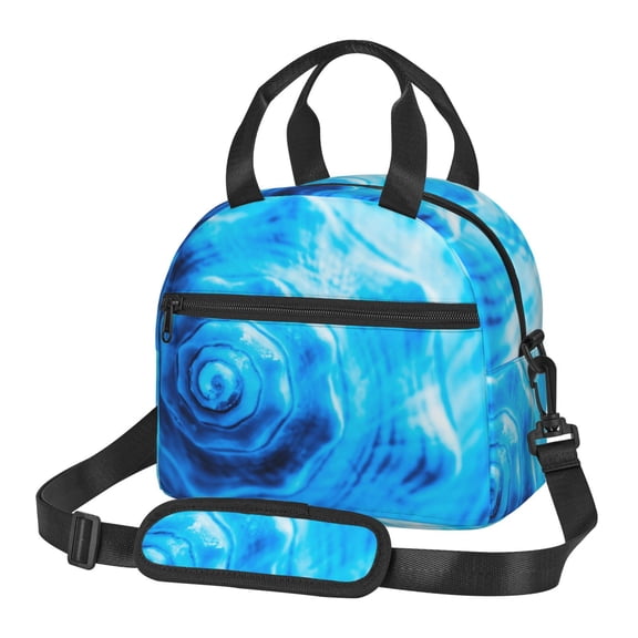 Xecao Blue Shell Print Insulated Lunch Box, Lunch Cags Lunch Bag Featuring An Adjustable Shoulder Strap