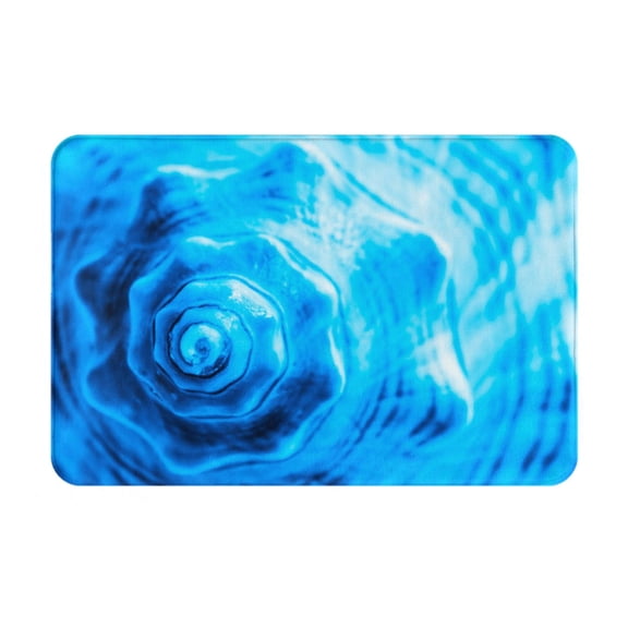 Xecao Blue Shell print Flannel Mat: Non-slip, 16x24in. Ideal for kitchen, bedroom, bath & living room.