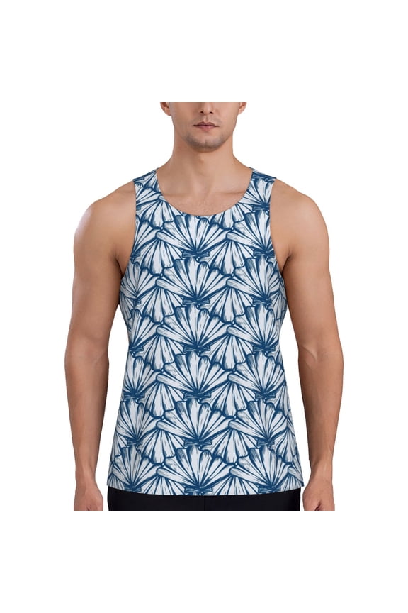 Blue Shells Men's Tank Top Workout Quick Dry Sleeveless Gym Jogging Muscle Shirts Summer Swim Beach Tops
